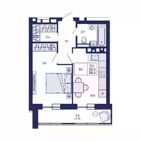 Продается 1-комн. квартира, 35,5 м²