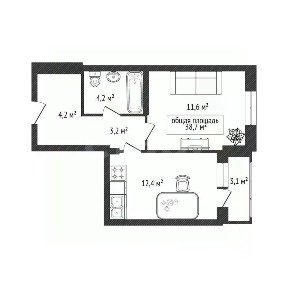 Продается 1-комн. квартира, 38,7 м²