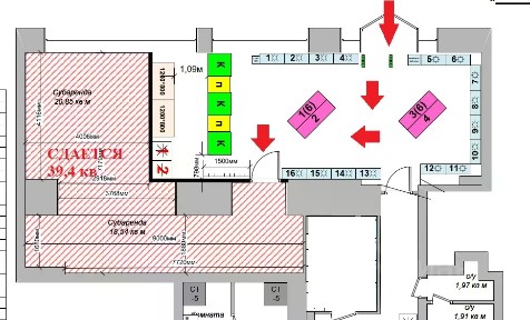 Сдается торговая площадь, 39,4 м²