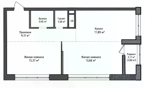 Продается 2-комн. квартира, 52,3 м²