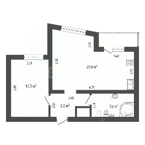 Продается 1-комн. квартира, 58,7 м²