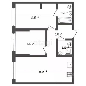 Продается 2-комн. квартира, 54,08 м²