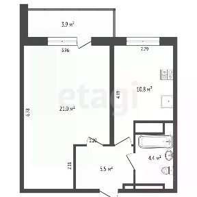 Продается 1-комн. квартира, 43,5 м²