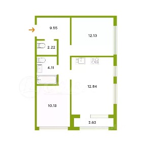 Продается 2-комн. квартира, 53,8 м²