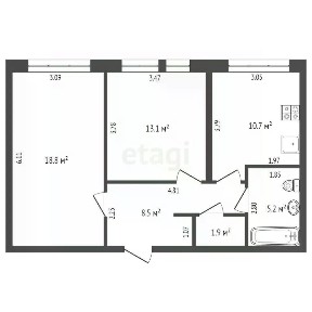 Продается 2-комн. квартира, 57,9 м²