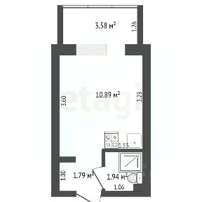 Продается студия, 15,1 м²