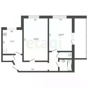 Продается 2-комн. квартира, 52,5 м²