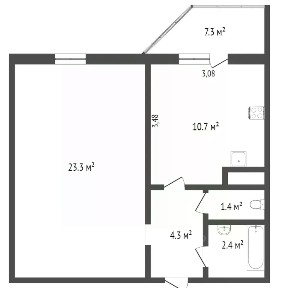 Продается 1-комн. квартира, 41,2 м²