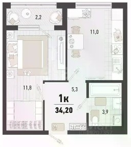 Продается 1-комн. квартира, 33,1 м²