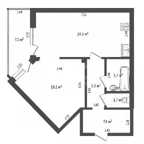 Продается 1-комн. квартира, 61,7 м²