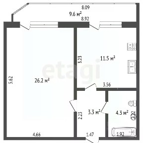 Продается 1-комн. квартира, 45,3 м²