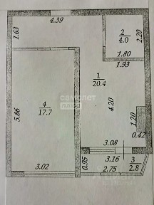 Продается 1-комн. квартира, 42,1 м²