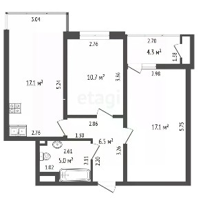 Продается 2-комн. квартира, 58,8 м²