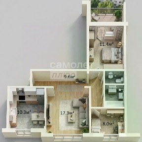 Продается 3-комн. квартира, 66 м²