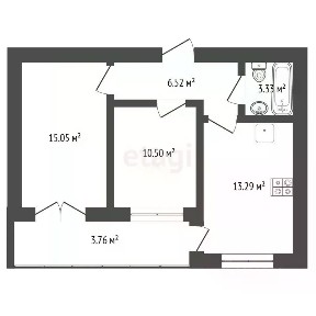 Продается 2-комн. квартира, 52,45 м²