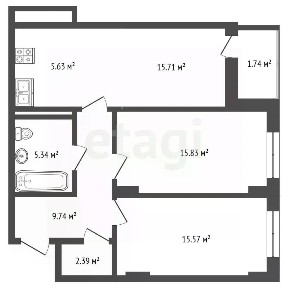 Продается 2-комн. квартира, 71,95 м²