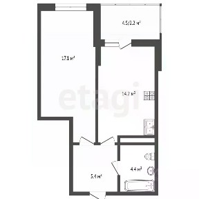 Продается 1-комн. квартира, 42,4 м²