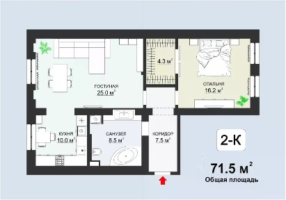 Сдается 2-комн. квартира, 71,5 м²