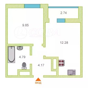 Сдается 1-комн. квартира, 36 м²