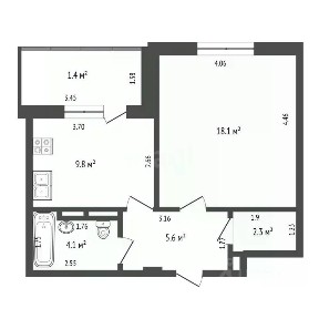 Продается 1-комн. квартира, 39,9 м²