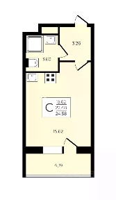Продается студия, 25 м²