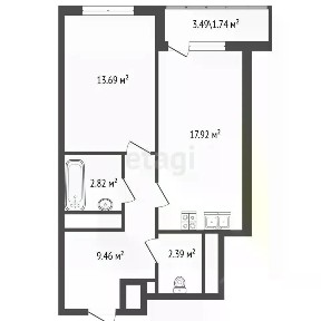 Продается 1-комн. квартира, 50 м²