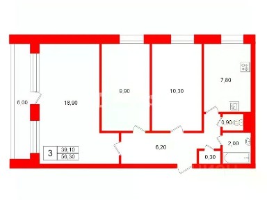 Продается 3-комн. квартира, 56,3 м²