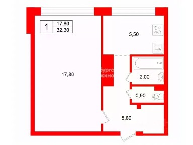 Продается 1-комн. квартира, 32,3 м²