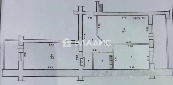 Продается 2-комн. квартира, 58,8 м²
