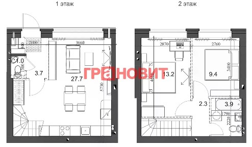 Продается 2-этажный дом, 56,04 м²