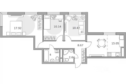 Продается 3-комн. квартира, 68,89 м²