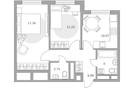 Продается 2-комн. квартира, 52,38 м²