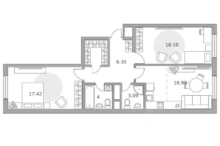 Продается 2-комн. квартира, 69,58 м²