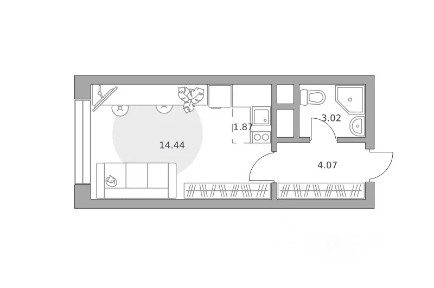 Продается студия, 23,4 м²
