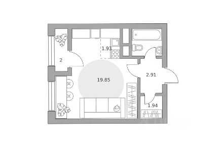 Продается студия, 31,63 м²