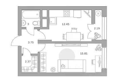Продается 1-комн. квартира, 36,64 м²