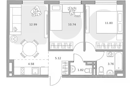 Продается 3-комн. квартира, 50,81 м²