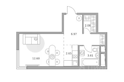 Продается студия, 27,89 м²