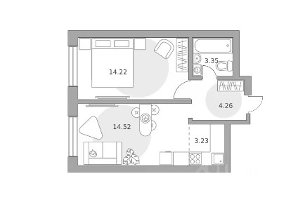 Продается 2-комн. квартира, 39,58 м²