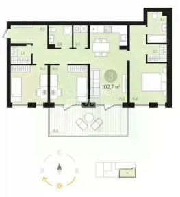 Продается 3-комн. квартира, 102,7 м²