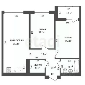 Продается 2-комн. квартира, 61,5 м²
