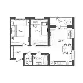 Продается 2-комн. квартира, 63,6 м²