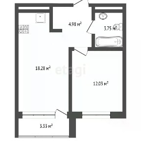 Продается 1-комн. квартира, 39,5 м²