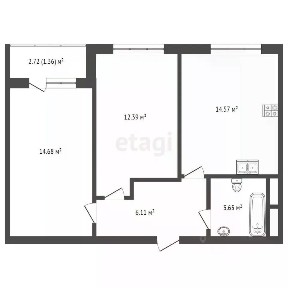 Продается 2-комн. квартира, 51,5 м²