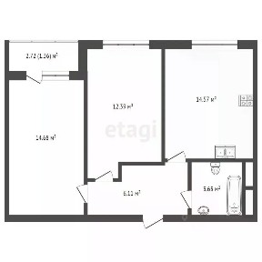 Продается 2-комн. квартира, 51,5 м²