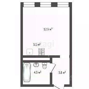 Продается студия, 25,1 м²