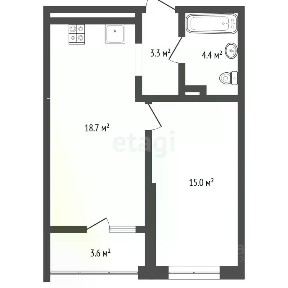 Продается 1-комн. квартира, 41,6 м²