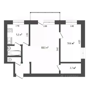 Продается 2-комн. квартира, 41,6 м²