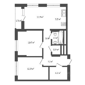 Продается 2-комн. квартира, 61,13 м²