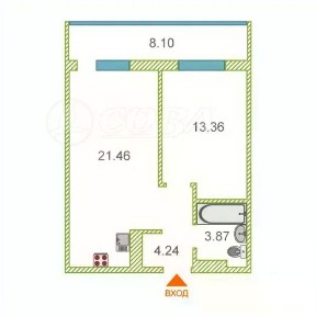 Продается 1-комн. квартира, 43,2 м²